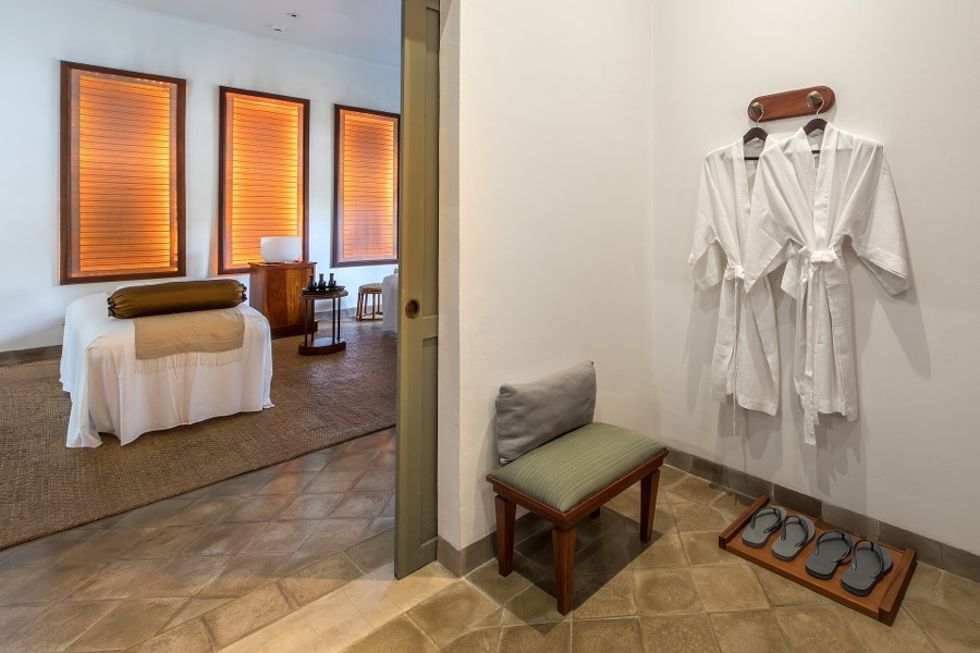 Spa robes and a private massage parlor ready for two